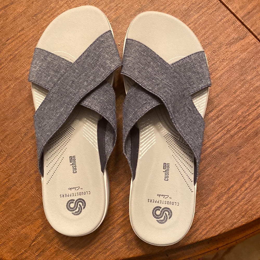 Clarks Cloudsteppers Sandals Navy Blue Size 8
